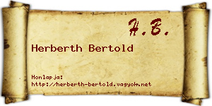 Herberth Bertold névjegykártya